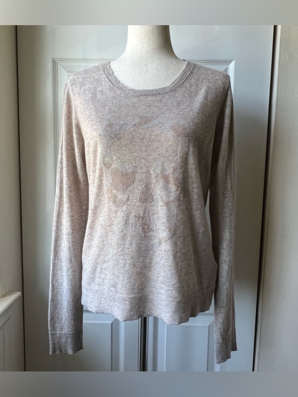 Zadig & Voltaire Miss CP Skull Cashmere Sweater (Cream, Large)